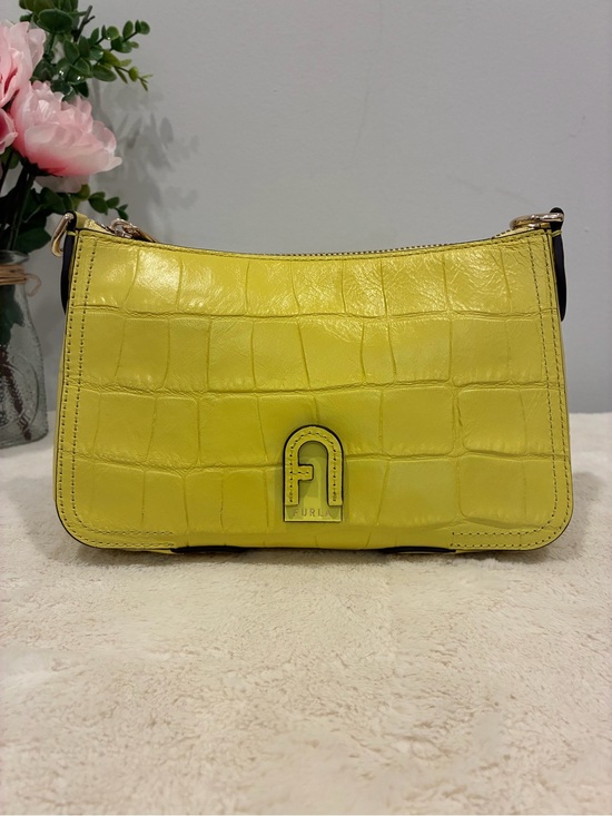 Furla Handbags - Furla Atena S Crossbody Yellow Croc Embossed Leather WB00397K0000 Made Italy